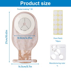 Pack of 20 Colostomy Bags: One Piece Ostomy Bag for Women and Men, Disposable Ostomy Bag, One Piece Drainable Ostomy Bag for Ileostomy Care, 15 mm - 65 mm Cuttable Housing