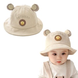 Umeloeo Baby Hat, Bucket Hat, Bear with Ears, Cute, Baby Hat, Sun Hat, Girls, Boys, Kids, Wide Brim, Sun Hat, Summer, Spring, UV Protection, UV Protection, hellobea beige