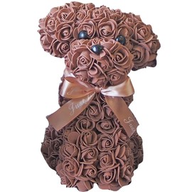 SaikaLife Artificial Flower Dog, Rose Dog Plush Toy, Sitting Poodle, Gift for Mother's Day, Birthdays, Celebrations, Cute Dog Goods, 1 Piece (Toy Poodle, Brown, Apricot)