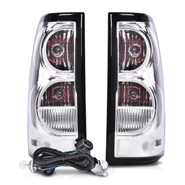 G-PLUS Tail Lights Brake Lamps w/Harness Compatible with 2003-2006 Chevy Silverado 1500 2500 3500 Pickup GM2800174, GM2801174 Driver and Passenger Side Clear Lens