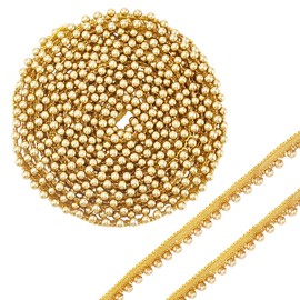 PH PandaHall 4.6 Yards Gold Pearl Lace Trim Faux Pearls Lace Ribbon Fringe Beaded Ribbon Sewing Trim 6mm Wide Applique Edge Trims for Christmas Wedding Costume Decoration, Sewing and DIY Crafts