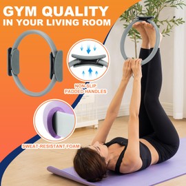 Tsikavo Pilates Ring, Pilates Ring Circle and Ball Set, 12 Inch Magic Circle Pilates Ring,9 Inch Small Exercise Ball,Resistance Bands Set, Home Pilates Equipment for Women