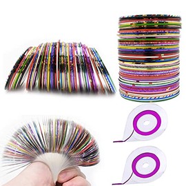 60 colores de cinta de rayas de uñas, línea de 2 piezas dispensadores de cinta de uñas, dispensador de rodillo de cinta de rayas, línea de arte de uñas, decoración de uñas, etiqueta engomada DIY punta de uñas