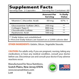 Nova Nutritions Hyaluronic Acid 100mg/serving 120 capsules