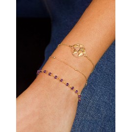 SINGULARU - Bracelet Dots - Bracelet in 925 Sterling Silver with 18 Carat Gold Plating - One Size - Chain Length 17.5 cm - Women's Jewellery - Various Finishes, Yellow Gold, No Gemstone