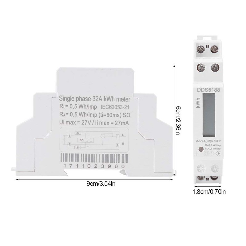 Din-Rail Electric Meter Single Phase Kilowatt Hour Meter DDS5188 KWh