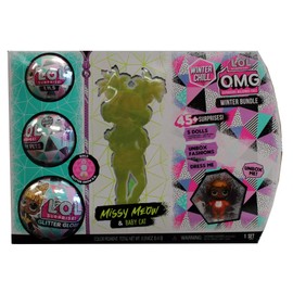 MGA Entertainment Winter Chill L.O.L. O.M.G Surprise Winter Bundle- 1 Missy Meow, 1 Baby Cat, 1 Lils, 1 Fluffy Pets, 1 Glitter Globe