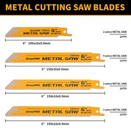 GRENPRO 34 Pcs Reciprocating Saw Blade Set with Organizer Pouch, Metal & Wood Sawzall Blades for DeWalt, Bosch, Makita, Milwaukee, Ryobi, Ridgid, Black&Decker, Skil, Craftsman