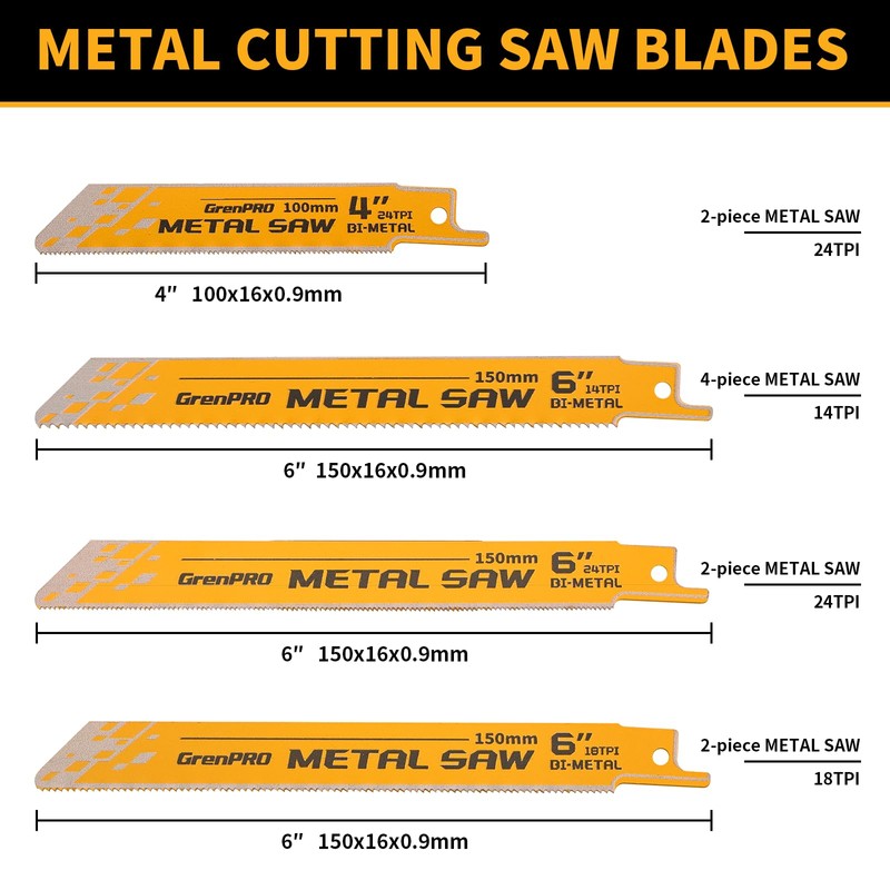 GRENPRO 34 Pcs Reciprocating Saw Blade Set with Organizer Pouch,
