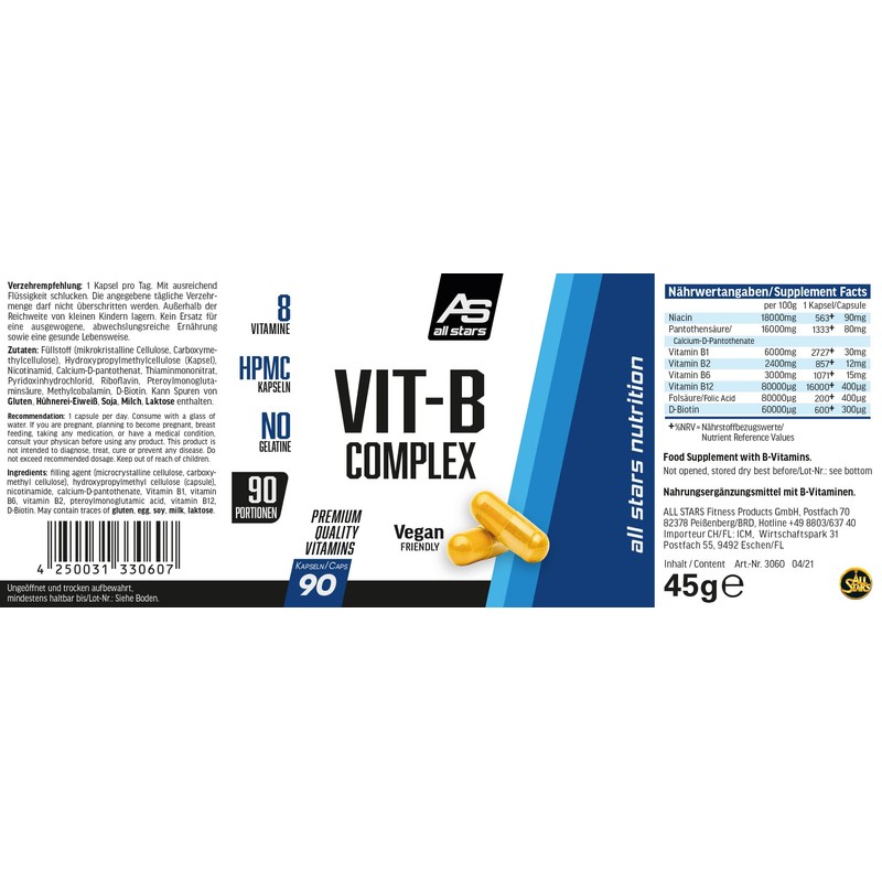 All Stars Vitamin B Complex - 90 Capsules, Pack of