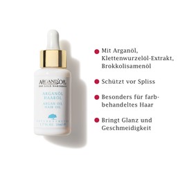 ARGAND'OR Organic Argan Oil Hair Oil for Dry Hair 50 ml Strengthens the Hair and counteracts Split Ends for Elasticity, Softness and Natural Shine Vegan