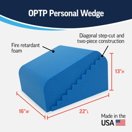 OPTP Personal Wedge - Foam Positioning Block for Post Surgery, Injury Recovery, Pregnancy and Personal Comfort - Versatile Diagonal Step-Cut Design - 16" x 13"