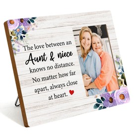 IAXIC Aunt Gifts Photo Frame Aunt Birthday Aunt And Niece Gifts Rustic Picture Frames Great Aunt Gifts for Women Her Christmas Best Auntie Ever Gifts Purple Floral Wooden Picture Frames
