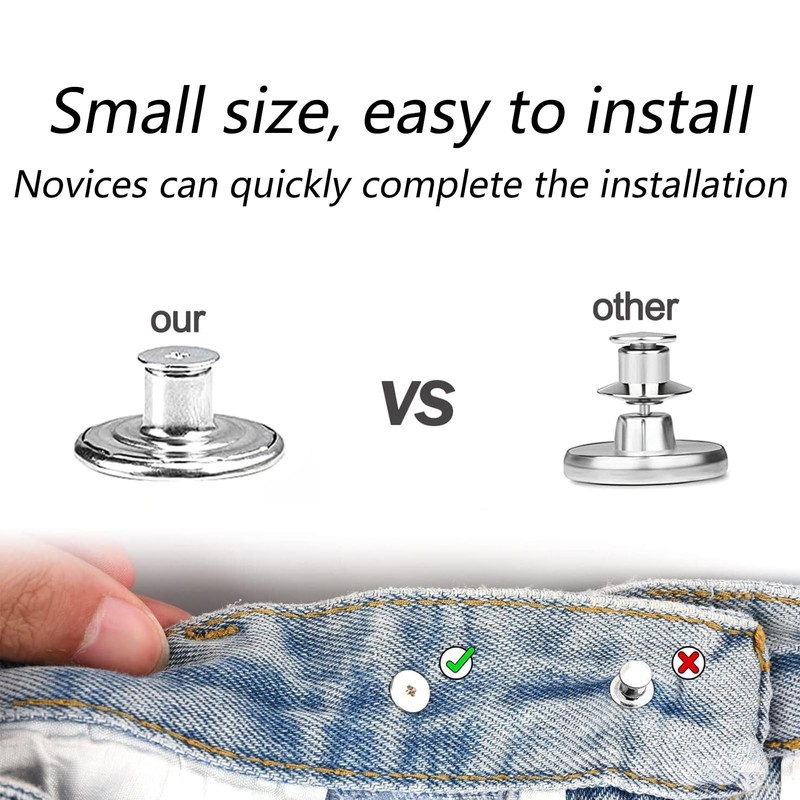 TSZYYM 100 Sets Buttons for Jeans,No-Sew Removable Adjustable Metal Jean