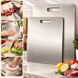 Stainless Steel Cutting Board for Kitchen Prep – Double-Sided Metal Chopping & Dough Kneading Board for Everyday Cooking
