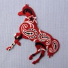 Bandana Paisley Red Horse Patch Embroidered Applique Iron On Sew