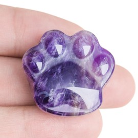 Cat Amethyst Crystals and Healing Stones, Natural Gemstone for Anxiety Relief, Emotional Balance & Positive Energy, Worry Stones for Stress Relief, Unique Gift for Crystal Cat Lovers (Amethyst)