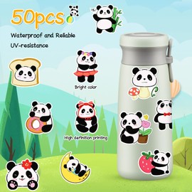 STEFORD Panda Stickers for Kids, 50pcs Cute Panda Stickers for Water Bottles Panda Party Decorations Vinyl Animal Stickers for Laptop Water Bottle Phone Luggage