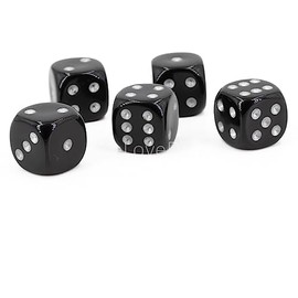 W6 Cube (16 mm) in Black/Silver Dots - Made in Germany - WeLoveBeads - Pack of 5