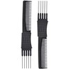 2pcs Professional Salon Teasing Back Comb, Black Carbon Comb by