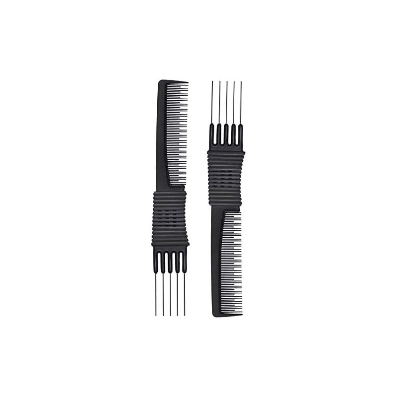 2pcs Professional Salon Teasing Back Comb, Black Carbon Comb by