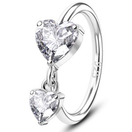 Melighting 20G Heart Nose Ring Hoop 925 Sterling Silver Nose Hoop Ring Seamless Open Dangle Helix Piercing Clear CZ 8 mm Cartilage Earring Nose Piercing