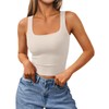 Trendy Queen Women's Summer Square Neck Tank Tops Workout Cropped