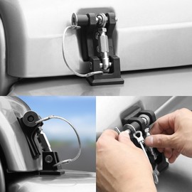 TJ Hood Latches Lock Compatible with 1997-2006 Jeep Wrangler TJ Aluminum Locking Hood Latch Safety Catch Kit Replacement Eliminate Hood Flutter 1 Pair Black with 2 Keys