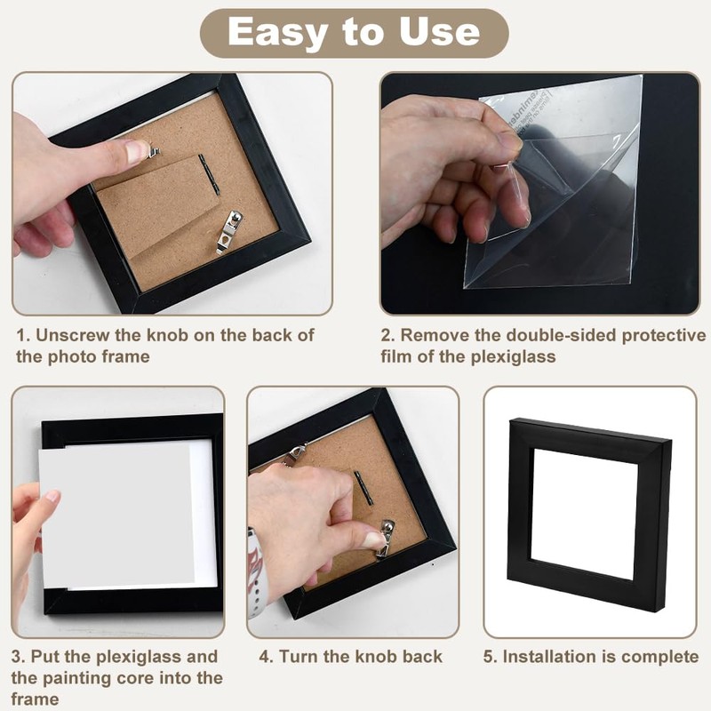 KITERI 4x4 Inch Frame, 3 Pack Black Picture Frame Set