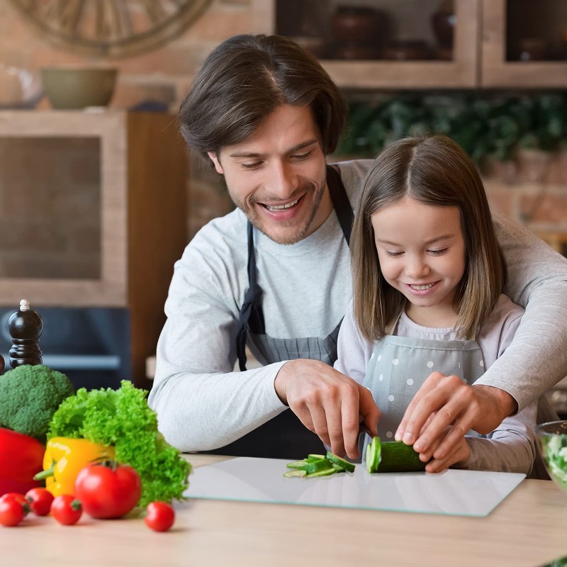 Hoolerry Large Tempered Glass Cutting Board for Kitchen Clear Cutting