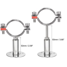 sourcing map Wall Mount Ceiling Mount Pipe Support, 304 Stainless Steel Adjustable Pipe Bracket Clamp for 54-57mm Pipe
