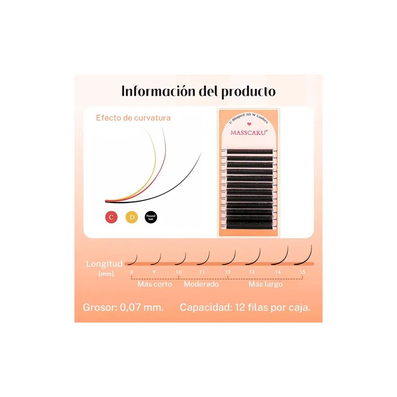 Extensiones De Pestañas Masscaku U 3d, U Shaped 3d W