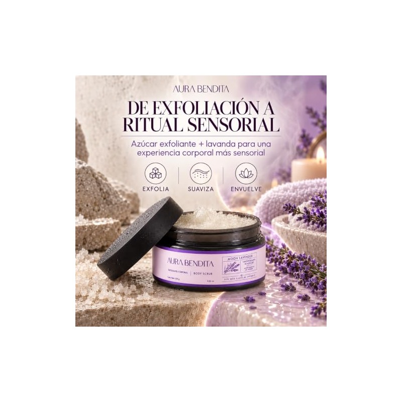 Exfoliante Corporal con Aceite Esencial de Lavanda Azúcar 250g Aura