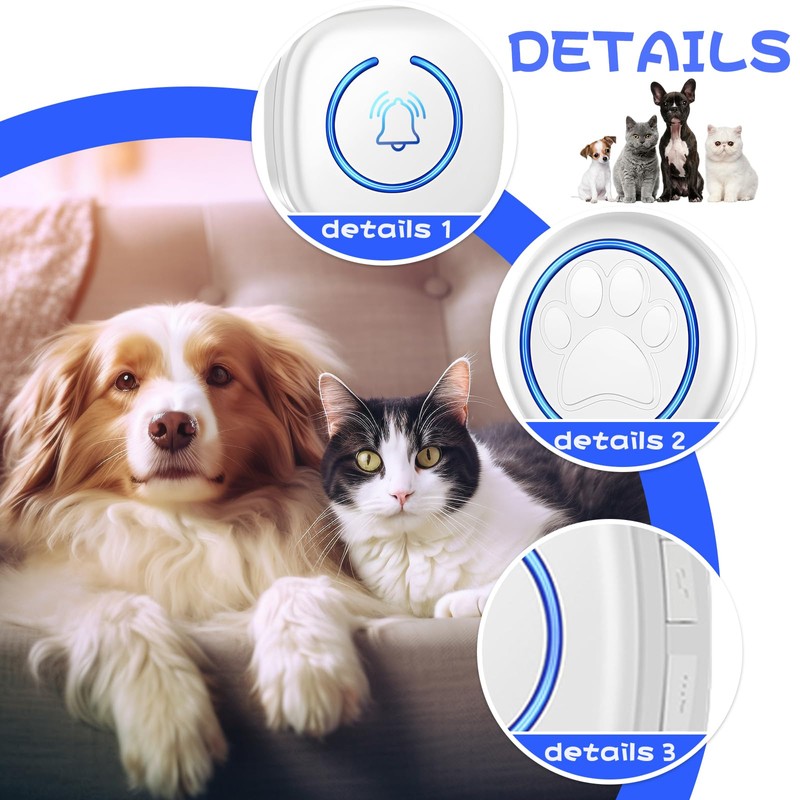 Pets Wireless Training Bells, 1 Receiver, 2 Transmitters, White, Wireless
