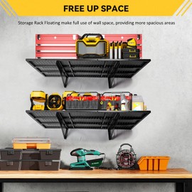 FAFAGLGL 2-Pack 1.97x2.95ft Adjustable Garage Wall Shelving,800 lb Load Capacity Heavy Duty Wall Mounted Storage Shelf，Metal Floating Shelves for Garage，Used in basements, Storage Rooms, Work Areas