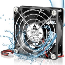 GDSTIME 80mm x 25mm 12V DC Waterproof IP67 Fan Dual Ball Bearing Small Brushless Cooling Fans 2-Pin for RV Fridge Micro Greenhouse AV Cabinets Ventilation