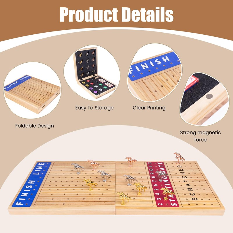 Extra Large 28 inches Foldable Horse Race Board Game for