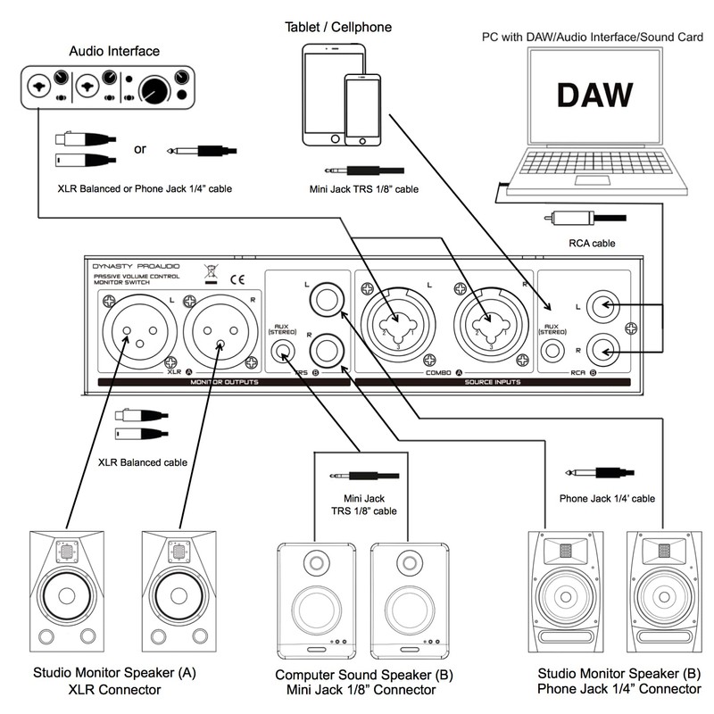 DYNASTY PROAUDIO PMC-2 Premium Passive 2 x 2 Studio Monitor