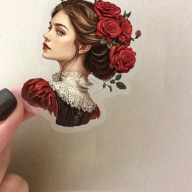 PNGIF Masquerade Stickers, Pack of 50, Vintage Aesthetic Rose Stickers for Scrapbook, Kindle, Journal, MacBook, Bicycle, Laptop, Suitcase, Waterproof, Transparent PET Decals