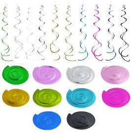 Hanging Spiral Garland, Pack of 60 Multicoloured Decorative Spirals Foil Streamers Hanging Swirl Decorations for Weddings Birthday Christmas Decoration Party Decoration