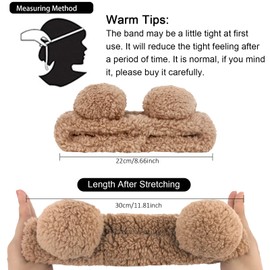 WHAVEL Hairband, 2PCS Spa Headband with Bear Ears, Soft Facial Headband for Washing Face, Cute Makeup Headband for Skincare, Women Hair Band (Coffee, Brown)