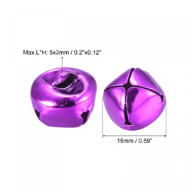 sourcing map Jingle Bells, 15mm 80pcs Carbon Steel Craft Bells for DIY Christmas, Purple