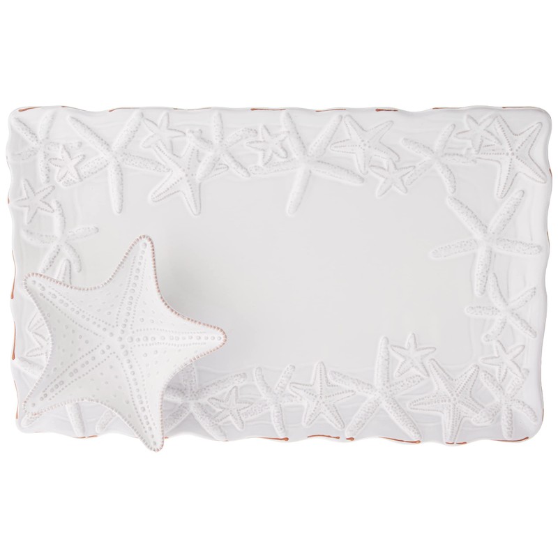 Mud Pie Chip and Dip Starfish Platter, White, Medium