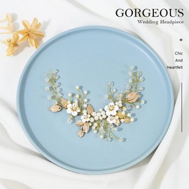 Unicra Bridal Wedding Grapevine Flower Hair Accessories Bridal Pearl Headband Headpiece for Women and Brideamaid 1 count (Pack of 1) Metal, 1 pc. (pack of 1), Metal