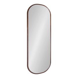 Kate and Laurel Caskill Modern Framed Capsule Mirror, 16 x 48, Bronze, Decorative Oval Accent Mirror for Wall