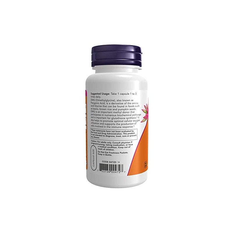 NOW Supplements, DMG (N-Dimethyl Glycine) 125 mg, Nutritional Support, 100