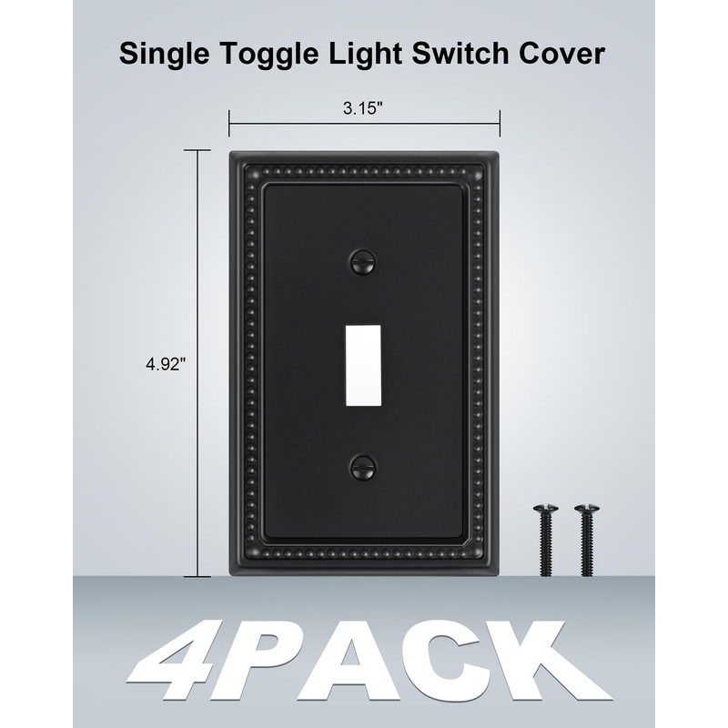 TREEWELL 4-Pack Single Toggle Light Switch Cover Plate, Pearls Decorative