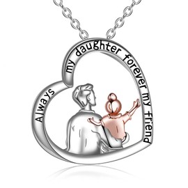 YFN Daughter Birthday Necklace Sterling Silver Pendant Father Heart Jewelry Dad for Daughter Graduation Gifts for Man Girls