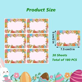 Lucleag 180 PCS Easter Name Stickers for Kids, Easter Name Tag Stickers Gift Tags Stickers Name Label for Easter Spring Present Wrapping School Clothes Organizing Jar Decoration, 3x2 Inch