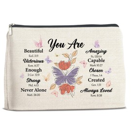 YLKJSTYS Christian Gifts for Women Makeup Bag, Religious Gifts, Christmas Birthday Valentine Day Gifts for Bestie Friend Sister Cosmetic Travel Organizer Toiletry Bag